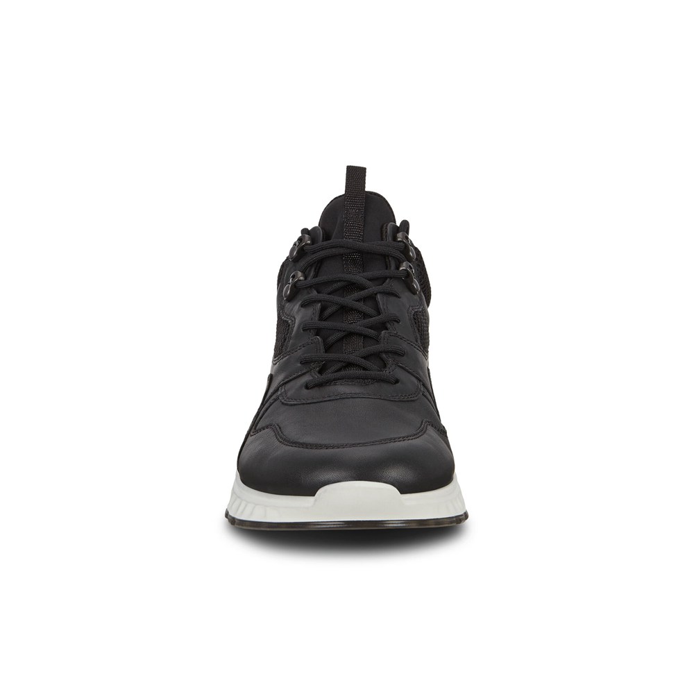 Mens Sneakers - ECCO St.1 Ankle Boot - Black - 7283UHTKM
